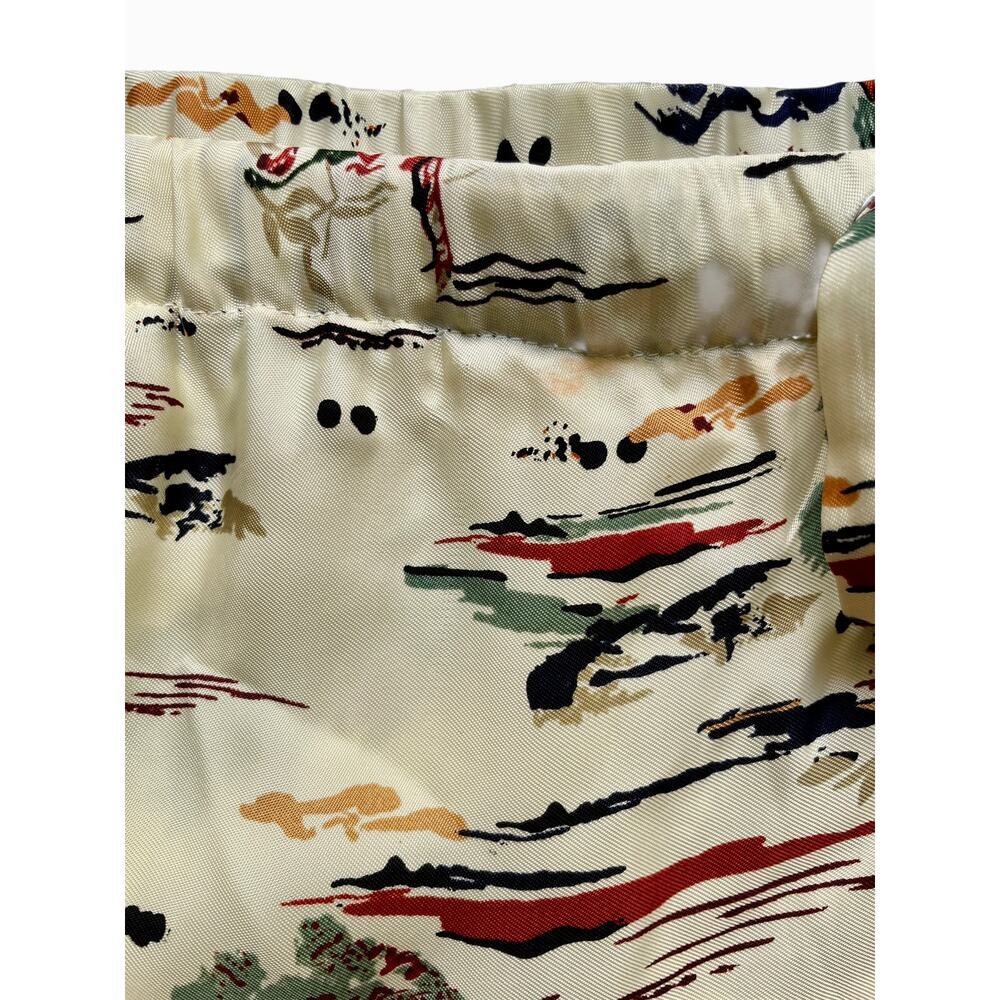 Khaite Phoebe Tiger Toile Pants Ivory Silk Wide Leg Ankle Drawstring Size L - Picture 10 of 11